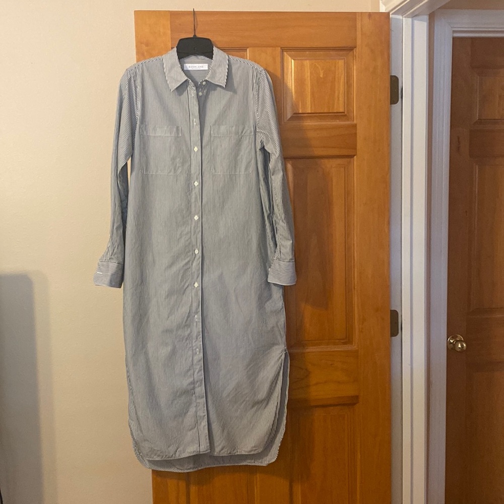 Everlane grey striped shirt dress